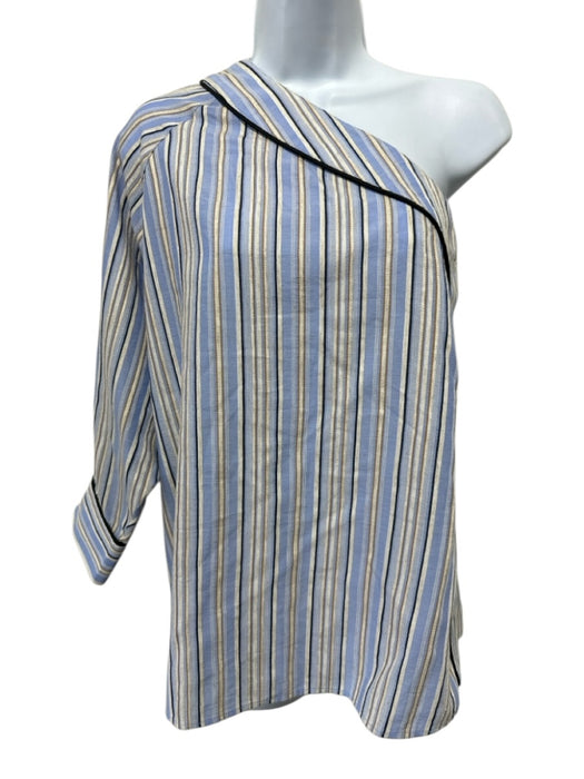 Smythe Size XS Blue, White, Beige Cotton Blend Long Sleeve One Sleeve Top Blue, White, Beige / XS