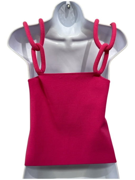 Alice + Olivia Size Medium Hot pink Viscose Blend Chain Strap Stretch - Knit Top Hot pink / Medium
