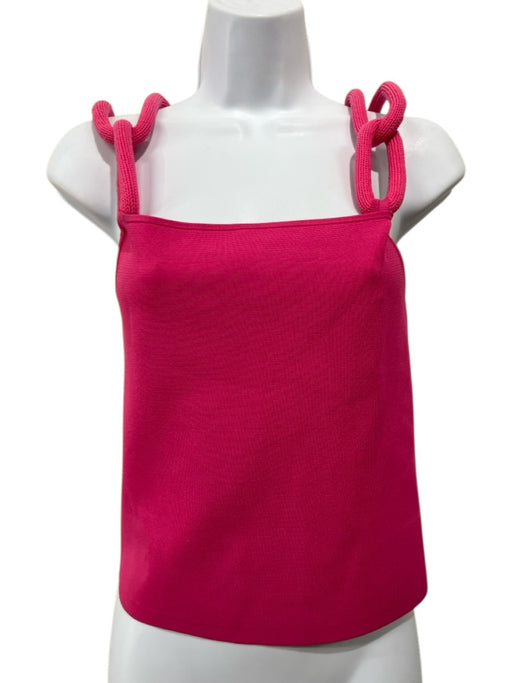 Alice + Olivia Size Medium Hot pink Viscose Blend Chain Strap Stretch - Knit Top Hot pink / Medium