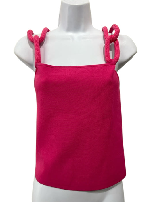 Alice + Olivia Size Medium Hot pink Viscose Blend Chain Strap Stretch - Knit Top Hot pink / Medium