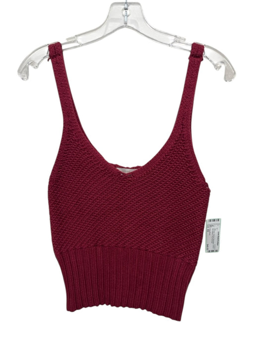 Ramy Brook Size XS Dark Red Viscose Sleeveless Crochet Knit Ribbed Crop Top Dark Red / XS