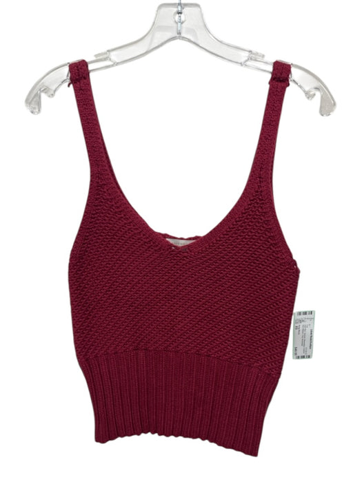 Ramy Brook Size XS Dark Red Viscose Sleeveless Crochet Knit Ribbed Crop Top Dark Red / XS