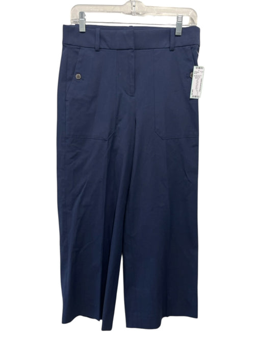 J Crew Size 6 Navy Blue Cotton Blend Mid Rise Pockets Wide Leg Pants Navy Blue / 6