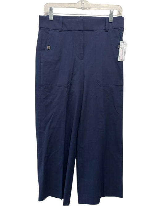 J Crew Size 6 Navy Blue Cotton Blend Mid Rise Pockets Wide Leg Pants Navy Blue / 6