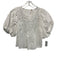 Free People Size XS White Cotton 1/2 Puff Sleeve Lace Panel Keyhole Back Top White / XS