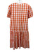 English Factory Size Medium Orange & White Cotton Short Puff Sleeve Tiered Dress Orange & White / Medium