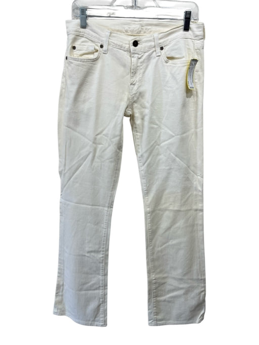 7 For All Mankind Size 30 Cream White Cotton Denim Low Rise Straight Leg Jeans Cream White / 30