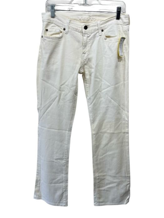 7 For All Mankind Size 30 Cream White Cotton Denim Low Rise Straight Leg Jeans Cream White / 30