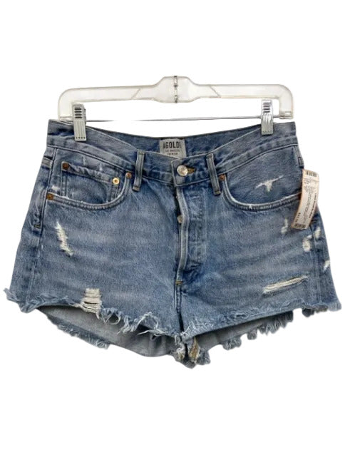 Agolde Size 27 Medium Wash Cotton Denim Cut off Distressed Button Fly Shorts Medium Wash / 27