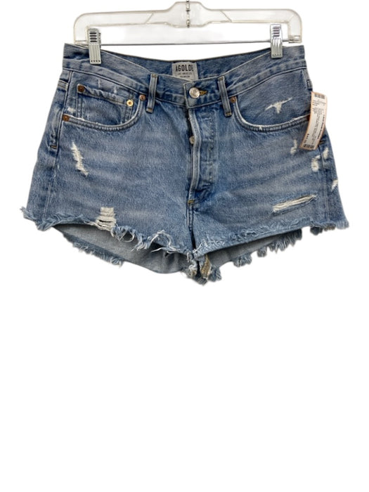 Agolde Size 27 Medium Wash Cotton Denim Cut off Distressed Button Fly Shorts Medium Wash / 27