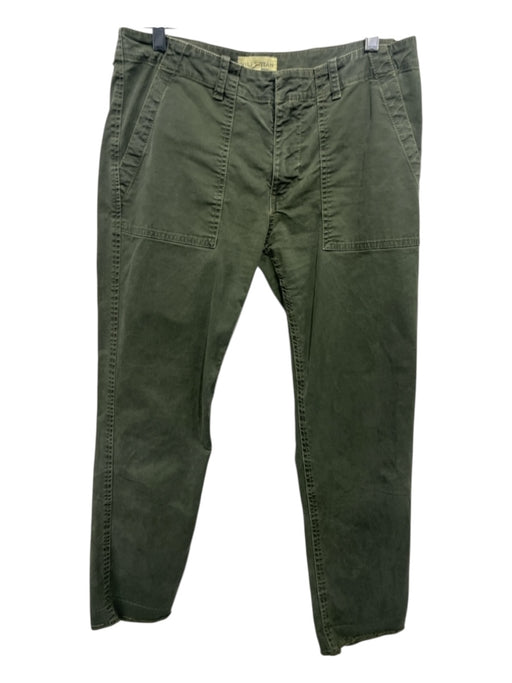 Nili Lotan Size 6 Green Cotton Zip Fly Mid Rise Slim Straight Pockets Pants Green / 6