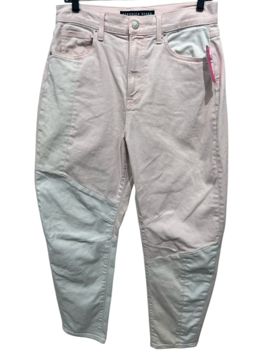 Veronica Beard Jeans Size 27 Light Pink & White Cotton Denim Zip Fly Jeans Light Pink & White / 27