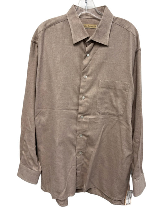 Miller Brothers Size Est XL Tan Cotton Solid Button Up Men's Long Sleeve Shirt Tan / Est XL