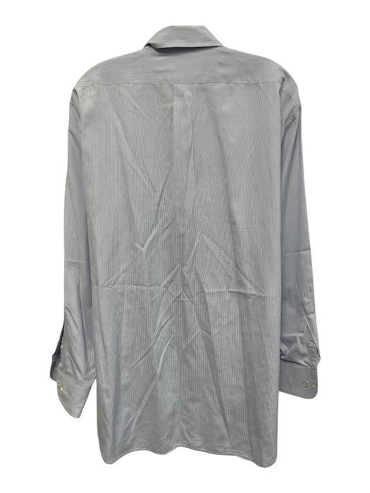 Sid Mashburn Size XL White & Blue Cotton Grid Button Up Men's Long Sleeve Shirt White & Blue / XL