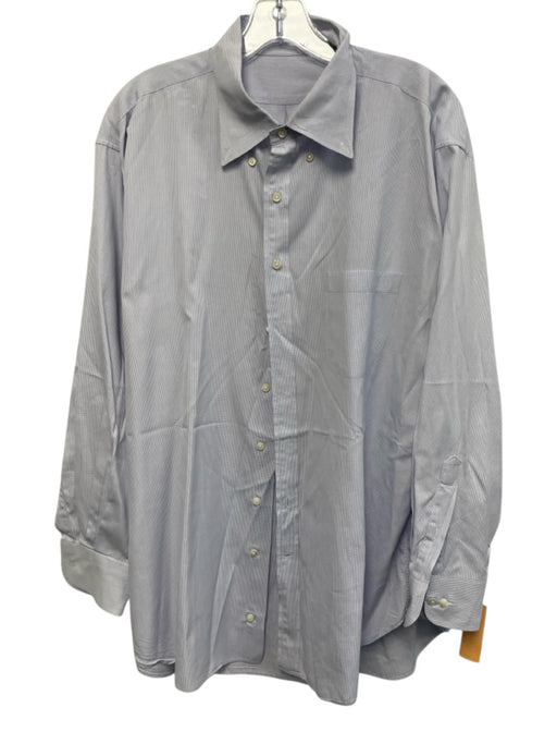 Sid Mashburn Size XL White & Blue Cotton Grid Button Up Men's Long Sleeve Shirt White & Blue / XL