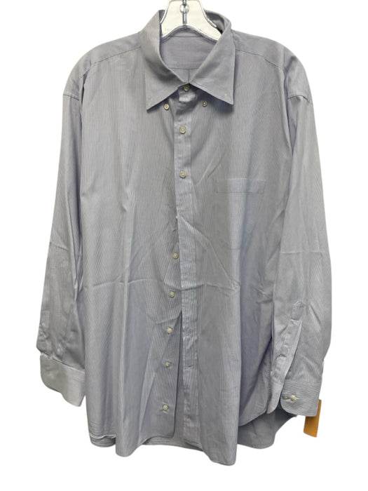 Sid Mashburn Size XL White & Blue Cotton Grid Button Up Men's Long Sleeve Shirt White & Blue / XL