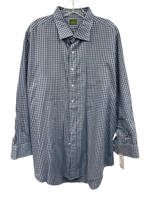 Sid Mashburn Size XL Blue Cotton Plaid Button Up Men's Long Sleeve Shirt Blue / XL