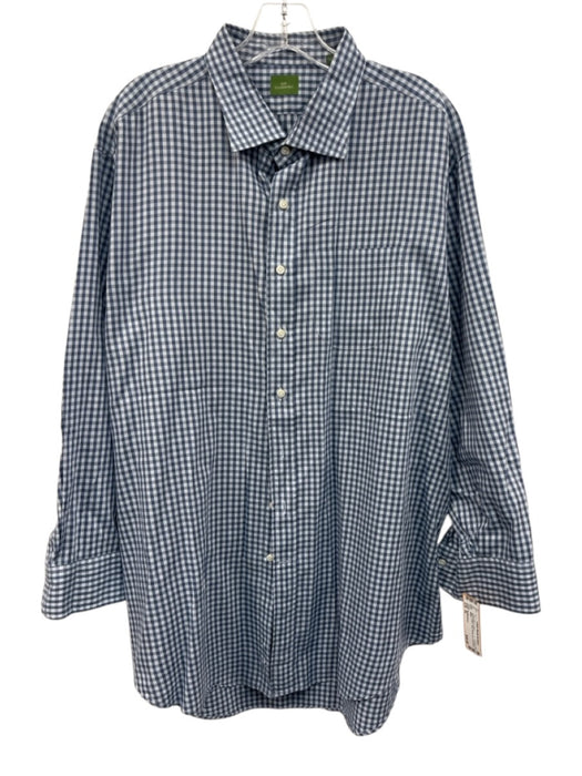 Sid Mashburn Size XL Blue Cotton Plaid Button Up Men's Long Sleeve Shirt Blue / XL