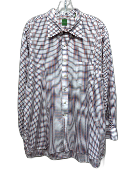 Sid Mashburn Size XL White & Multi Cotton Grid Button Up Men's Long Sleeve Shirt White & Multi / XL
