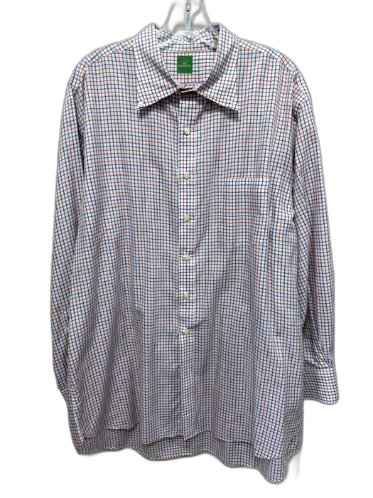 Sid Mashburn Size XL White & Multi Cotton Grid Button Up Men's Long Sleeve Shirt White & Multi / XL
