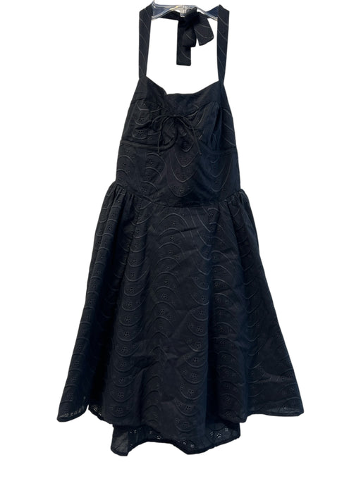 For Love & Lemons Size Est S Black Cotton Blend Piping & Floral Eyelet Dress Black / Est S