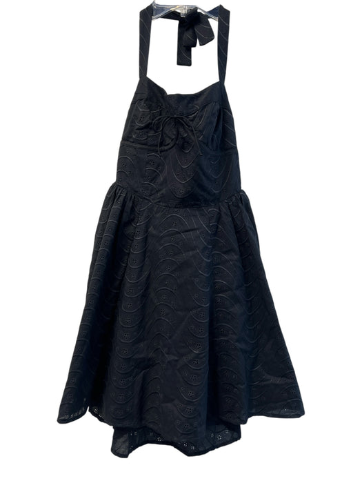 For Love & Lemons Size Est S Black Cotton Blend Piping & Floral Eyelet Dress Black / Est S