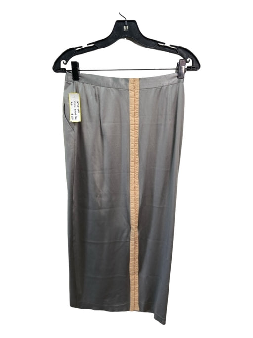 D&G Dolce & Gabbana Size 42 Silver Acetate Blend V Neck Sleeveless Skirt Set Silver / 42