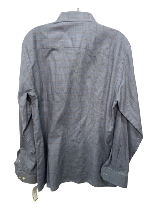 Eton Size L Blue & Tan Cotton Plaid Button Down Men's Long Sleeve Shirt L