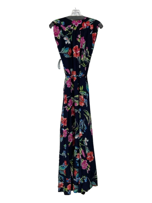 Yumi Kim Size XS Black & Multi Silk Floral Wrap Maxi Cap Sleeve Dress Black & Multi / XS