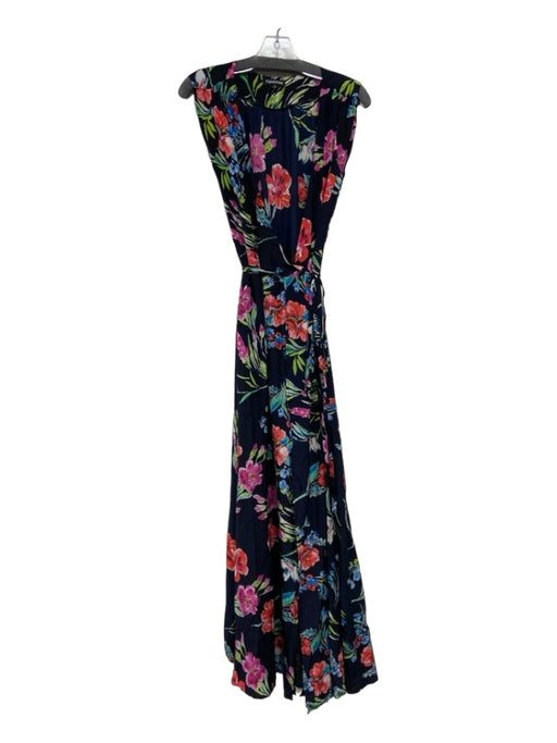 Yumi Kim Size XS Black & Multi Silk Floral Wrap Maxi Cap Sleeve Dress Black & Multi / XS