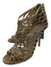 Jimmy Choo Shoe Size 39 Beige Suede Rhinestone Cut Out Open Toe Back Zip Pumps Beige / 39