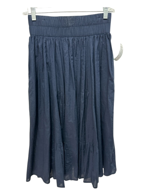 Merlette Size XS Navy Cotton Elastic Waist Paneled Knee Length Skirt Navy / XS
