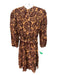 Christy Lynn Size XS Brown & Tan Linen Long Sleeve Floral Button Up Dress Brown & Tan / XS