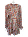 Karlie Size S Red, Blue & Pink Cotton Long Sleeve Floral Button Detail Dress Red, Blue & Pink / S