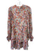 Karlie Size S Red, Blue & Pink Cotton Long Sleeve Floral Button Detail Dress Red, Blue & Pink / S