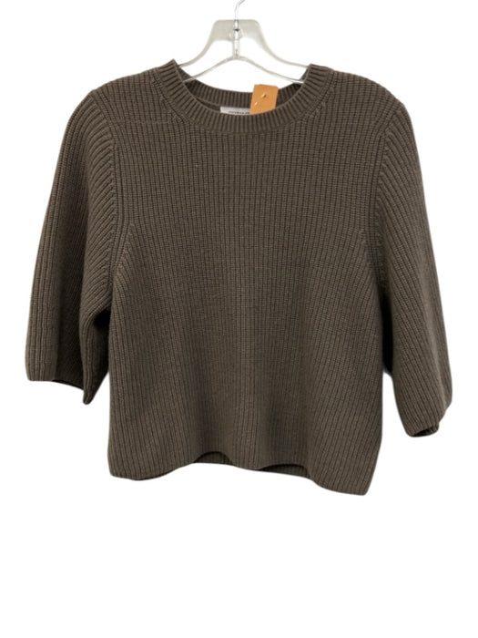 & Other Stories Size XS Taupe Gray Wool Half Sleeve Crochet Ribbed Sweater Taupe Gray / XS