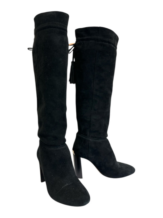 Kate Spade Shoe Size 5.5 Black Leather Suede Drawstring Tassel Almond Toe Boots Black / 5.5