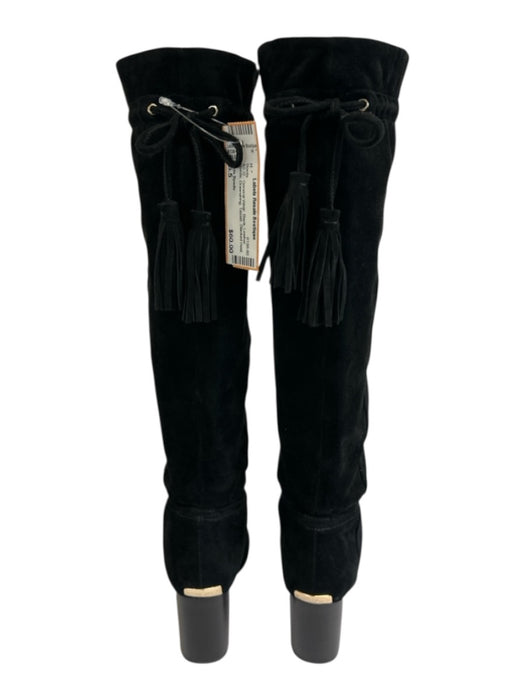 Kate Spade Shoe Size 5.5 Black Leather Suede Drawstring Tassel Almond Toe Boots Black / 5.5