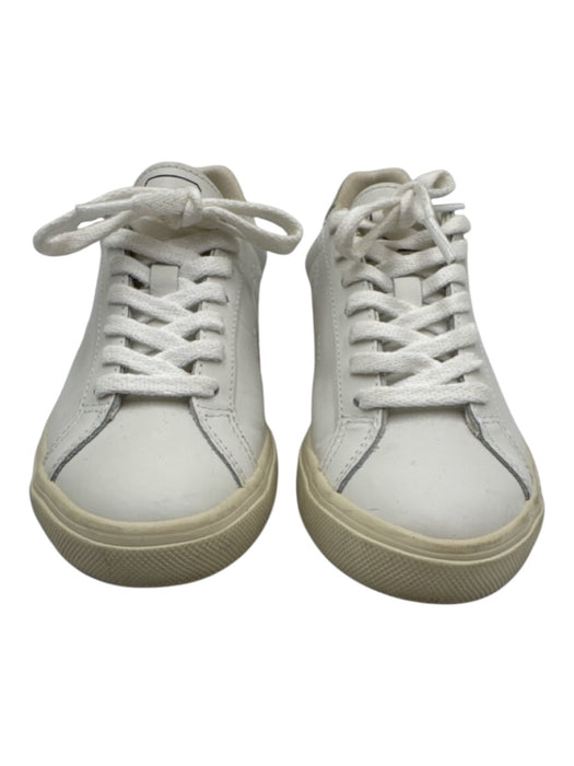 Veja Shoe Size 5 White Leather Upper Lace Up Logo Suede Low Top Sneakers White / 5