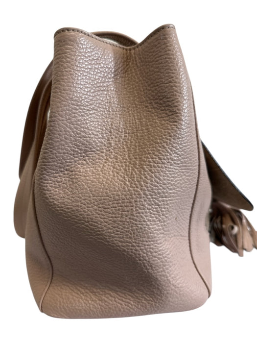 Mario Valentino Blush Beige Leather Tassel Logo Studded Magnetic Close Bag Blush Beige / Medium