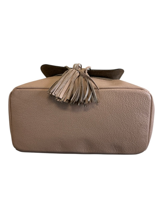 Mario Valentino Blush Beige Leather Tassel Logo Studded Magnetic Close Bag Blush Beige / Medium