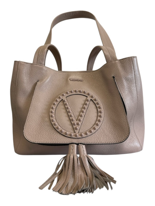 Mario Valentino Blush Beige Leather Tassel Logo Studded Magnetic Close Bag Blush Beige / Medium