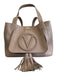 Mario Valentino Blush Beige Leather Tassel Logo Studded Magnetic Close Bag Blush Beige / Medium