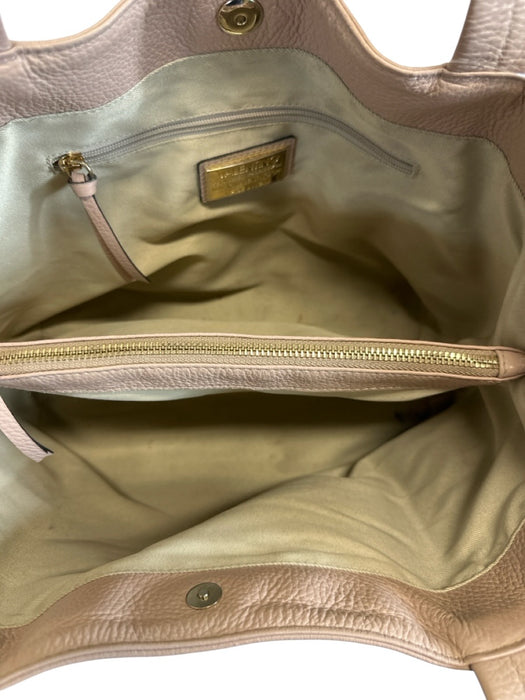 Mario Valentino Blush Beige Leather Tassel Logo Studded Magnetic Close Bag Blush Beige / Medium