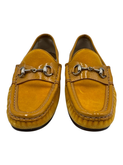Gucci Shoe Size 36 Marigold Yellow Leather & Textile Upper Velvet Loafers Marigold Yellow / 36
