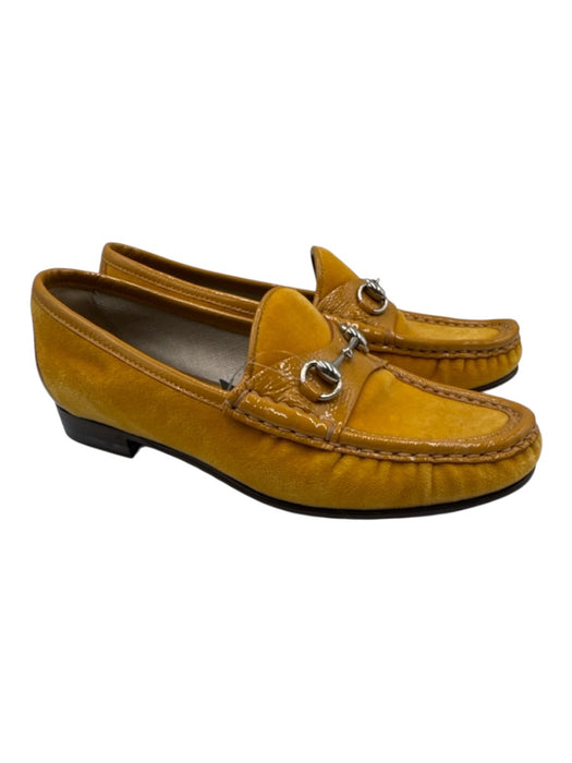 Gucci Shoe Size 36 Marigold Yellow Leather & Textile Upper Velvet Loafers Marigold Yellow / 36