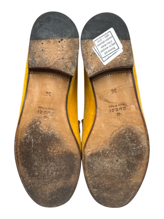 Gucci Shoe Size 36 Marigold Yellow Leather & Textile Upper Velvet Loafers Marigold Yellow / 36