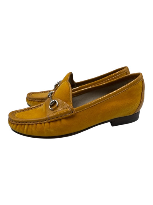 Gucci Shoe Size 36 Marigold Yellow Leather & Textile Upper Velvet Loafers Marigold Yellow / 36