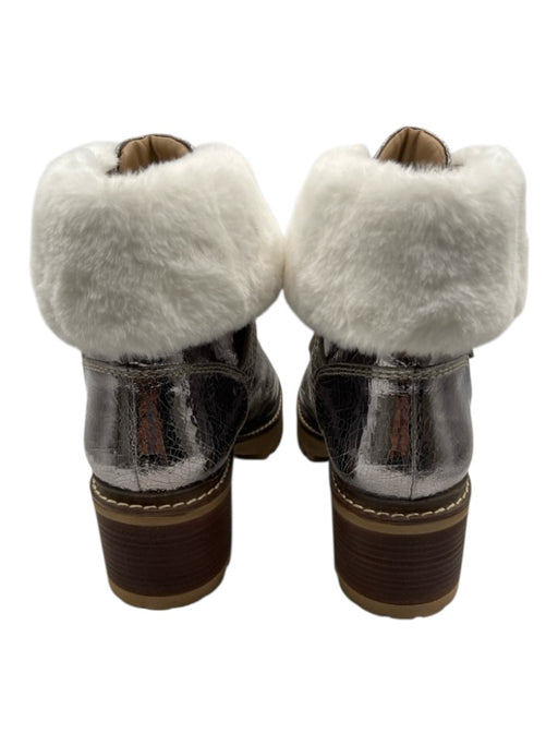 Free People Shoe Size 10 Silver, White, Brown Leather & Faux Fur Laces Boots Silver, White, Brown / 10