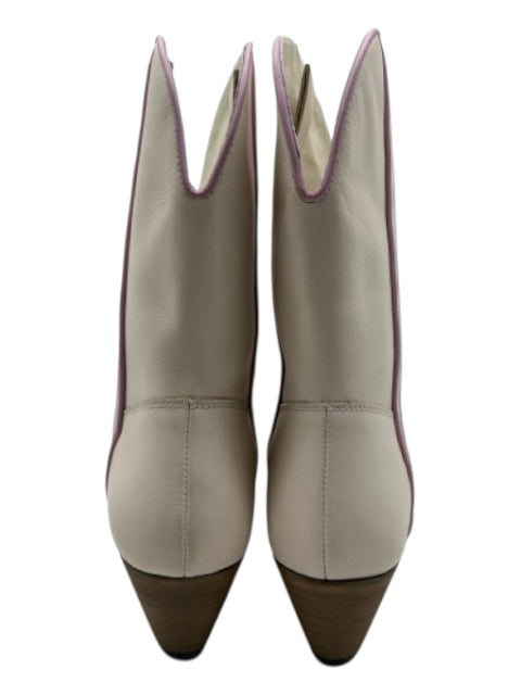 Free People Shoe Size 37 Cream & Purple Leather Calf High Western Boots Cream & Purple / 37